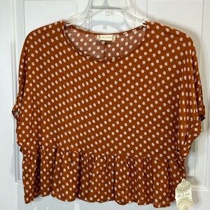 NWT Altare’d State rust crop blouse with flowers. Size S